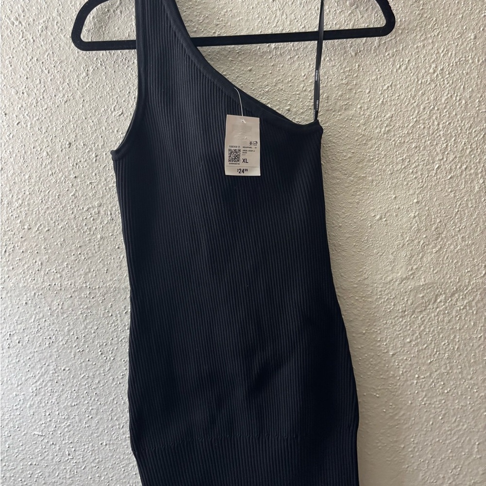 Forever 21 Black Asymmetrical One-Shoulder Bodycon Dress